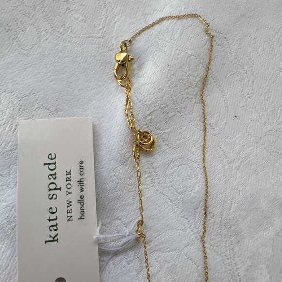 Kate Spade Gold Tone Crystal Ruby Flower Pendant Necklace Fashion Trendy NEW - Picture 13 of 14